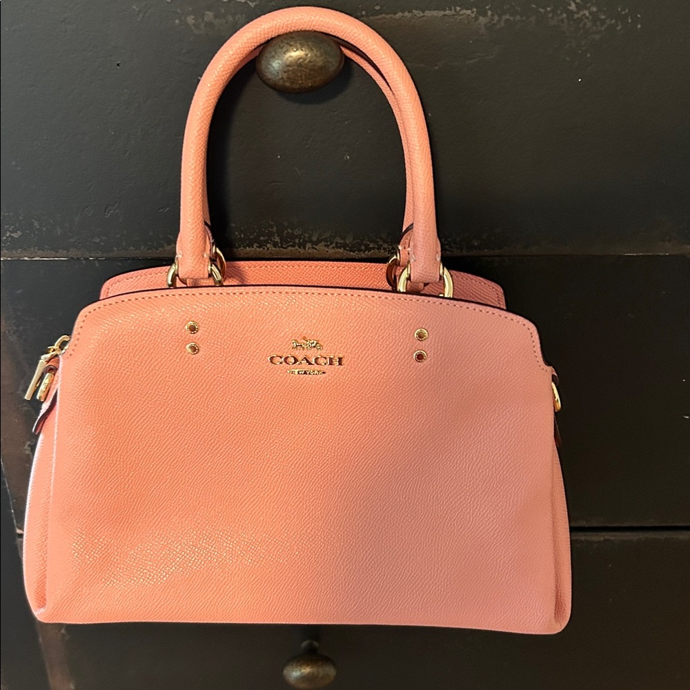 Coach Pink Satchel with Gold Accents and option cross body strap